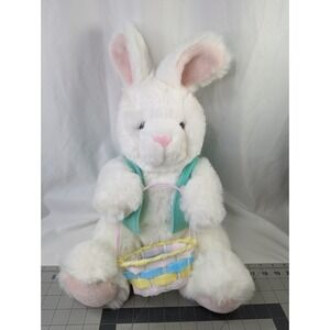 Plush Creations White Rabbit Plush Easter Basket Bunny 20 Inch 1996 Stuffed Toy